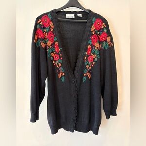 VTG Separate Issue Floral Embroidered Cardigan Sweater Womens L Boho Cottagecore